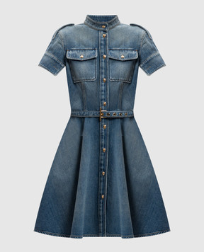 Alexander McQueen Blue denim mini dress with a frayed effect 816098QMAC3