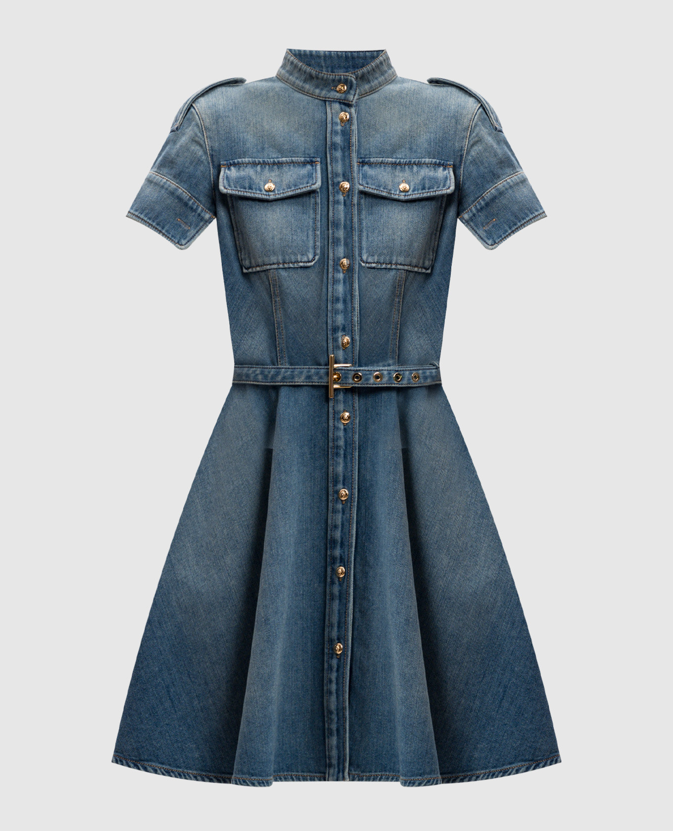

Blue denim mini dress with a frayed effect Alexander McQueen, Light blue