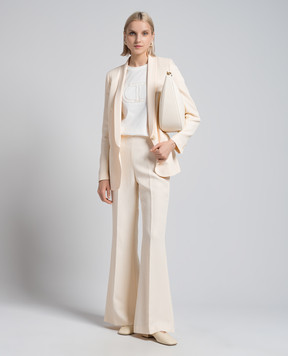 Twinset Beige linen flared pants with logo 241TT2104
