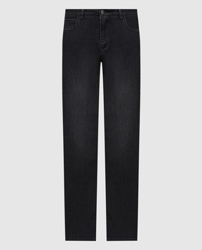 Stefano Ricci Black jeans with metal logo emblem M8T51B2050T38BK