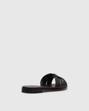 Doucal's Black leather flip-flops with a monil chain DD8766DEGNUF073