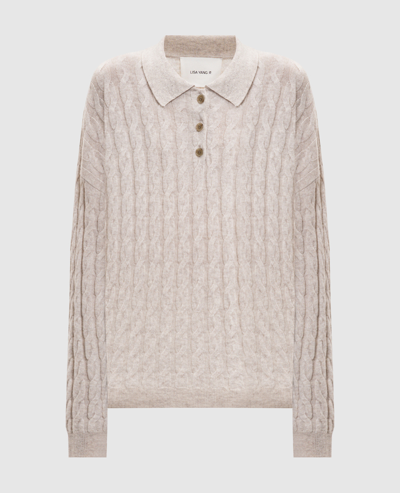 Beige Magnolie cashmere sweater with pattern LISA YANG