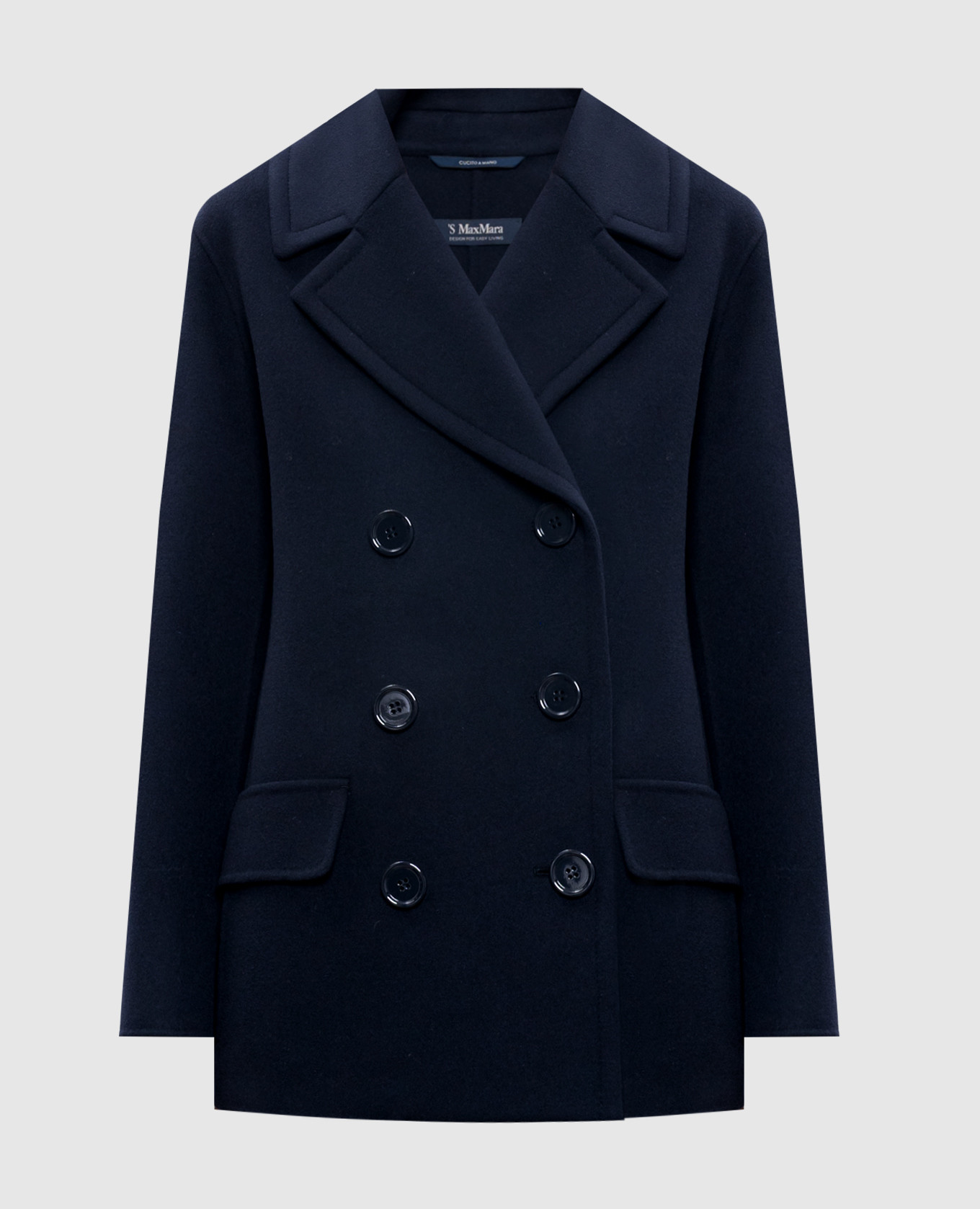 

Blue double-breasted short coat EFEBO made of wool Max Mara, Синий