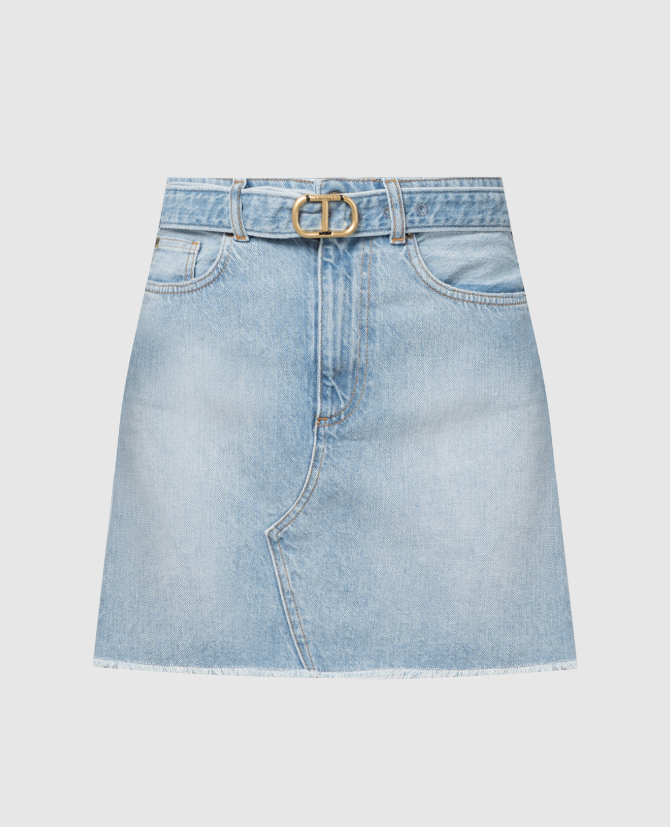 

Blue denim skirt with a frayed effect Twinset, Light blue