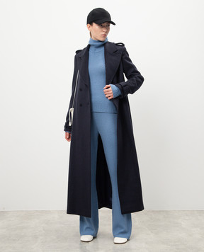 Gabriela Hearst Houstt Blue Double Breasted Cashmere Coat 1246099C108