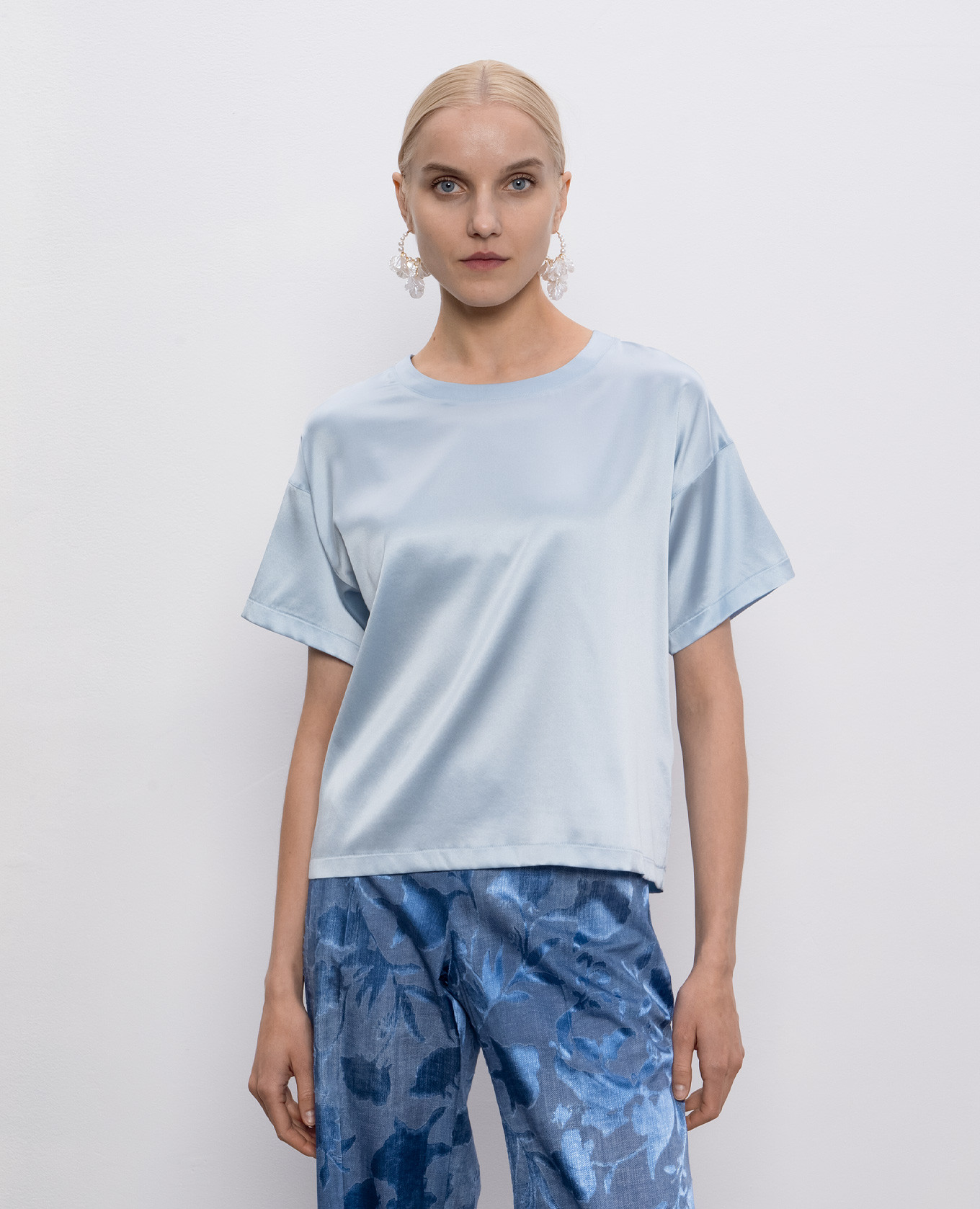

Blue silk top Ermanno Scervino, Light blue
