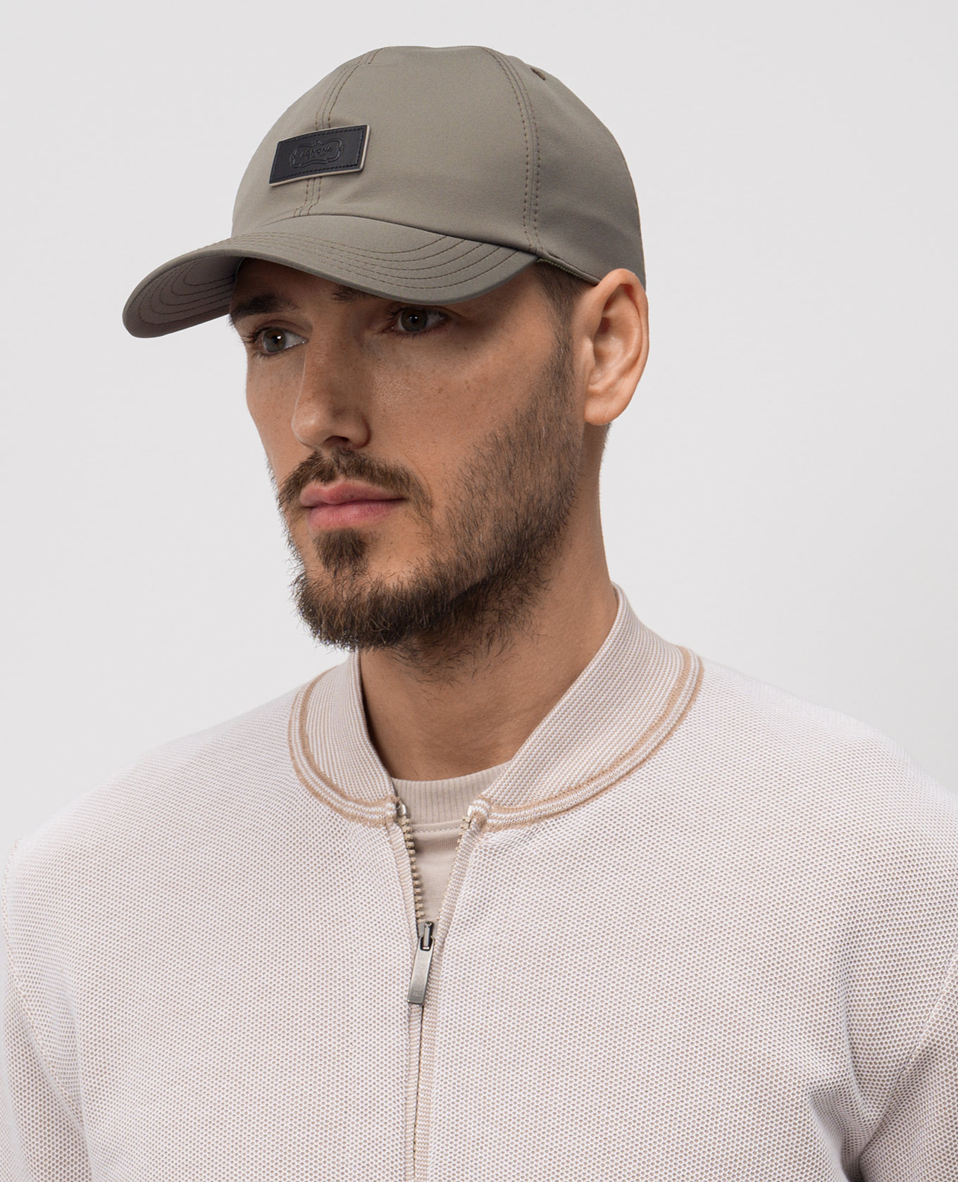 

Khaki cap with logo patch Agnona