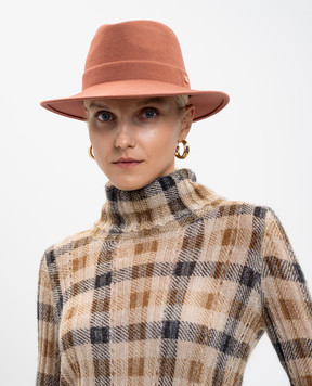 Twinset Brown wool hat with emblem 252TA4490