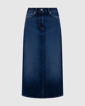 Peserico Blue denim skirt with a frayed effect A05781L66Q04291