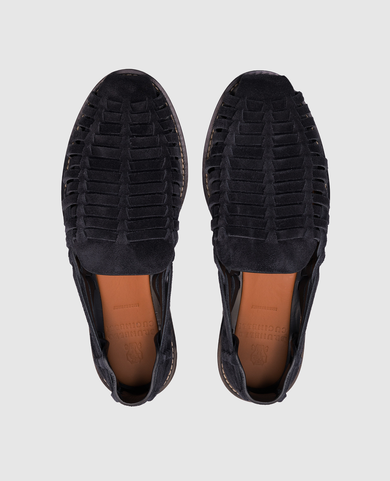 Blue suede loafers with weaving Brunello Cucinelli 4