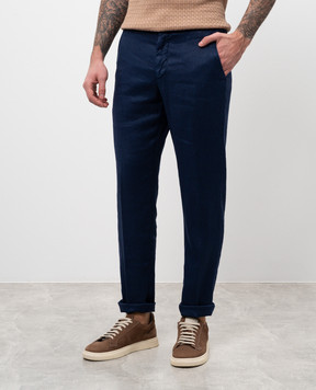 Marco Pescarolo Blue linen pants CARACCIOLO5102