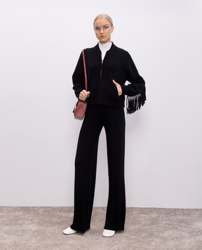 Allude Black wool and cashmere bomber jacket with fringe 25217100