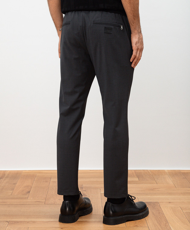 Dolce&Gabbana - Gray wool trousers with logo GYACETFURK8