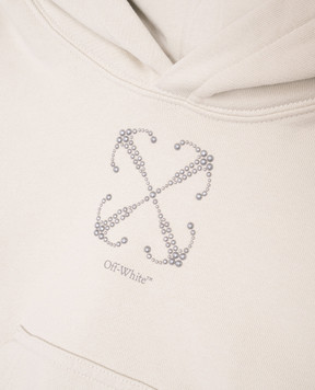 Off-White Children's beige hoodie with textured Arrow print OGBB00AS25FLE001