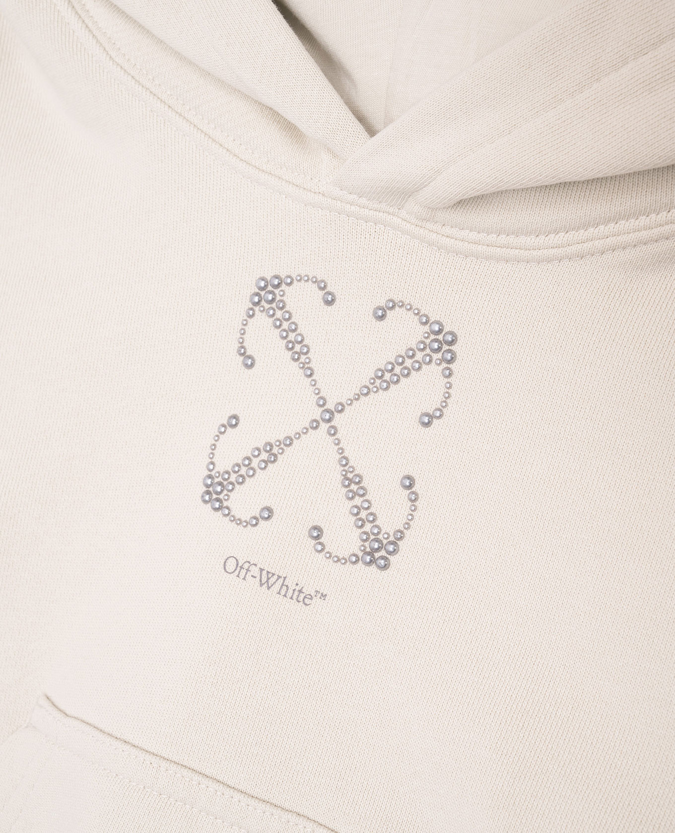

Children's beige hoodie with textured Arrow print Off-White