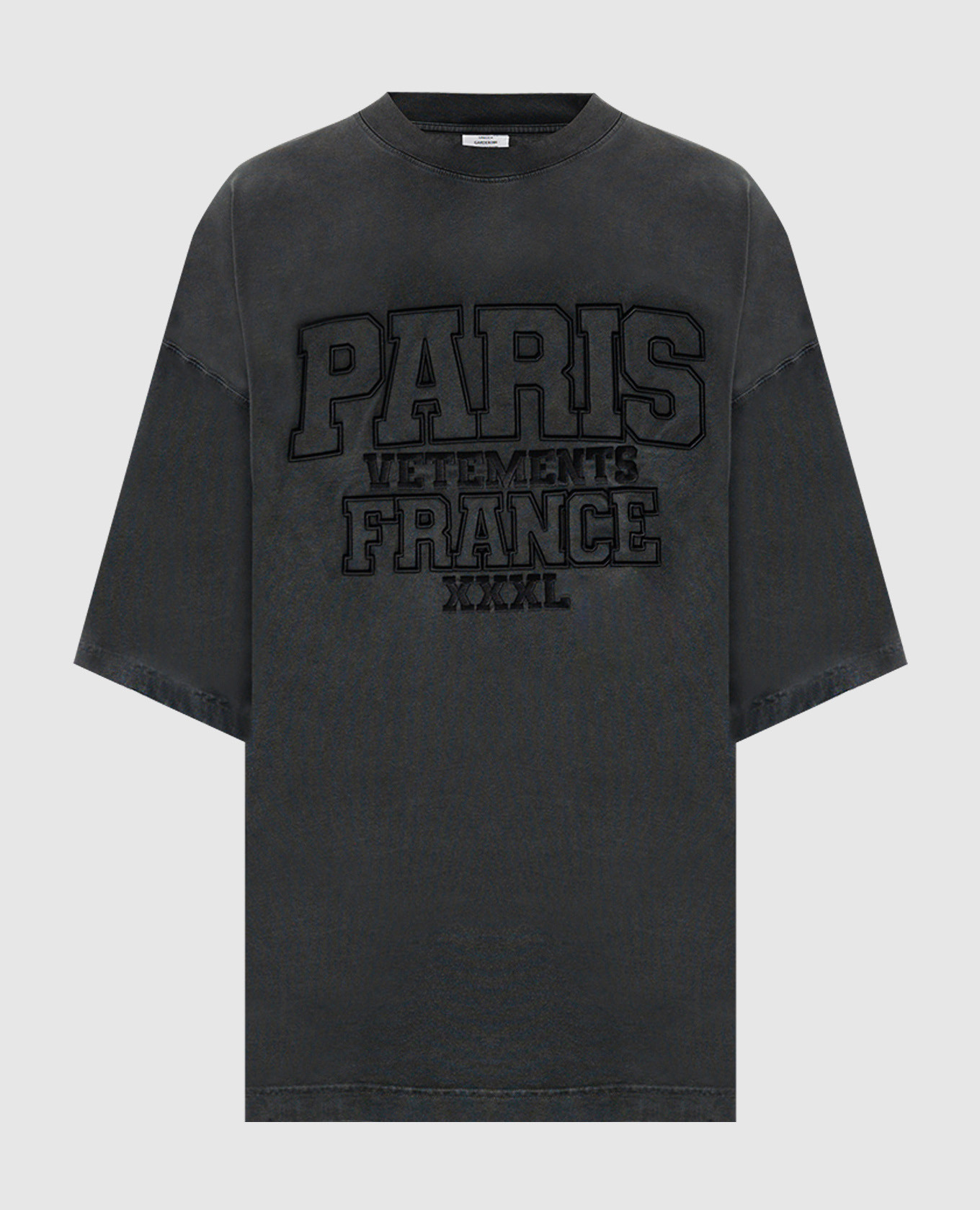Paris vetements gray t-shirt with textured embroidery vetements
