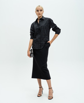 The Attico Black midi skirt with belt 248WCS225E100