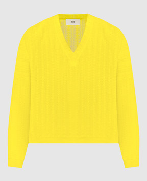 Solotre Yellow pullover with openwork pattern M3D0050D