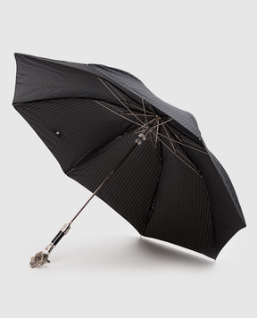 Pasotti Black folding umbrella Panther with Swarovski crystals OMITUO64SRASO62771