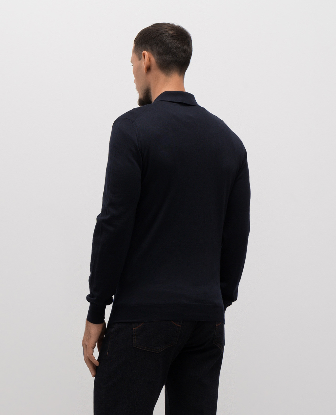 

Blue wool polo shirt with logo Enrico Mandelli