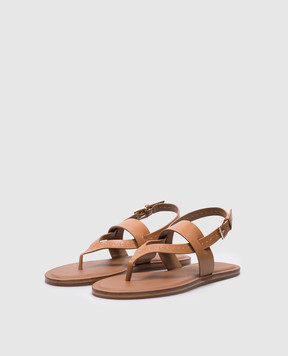 Max Mara THONG STITCH brown leather sandals THONGSTITCH