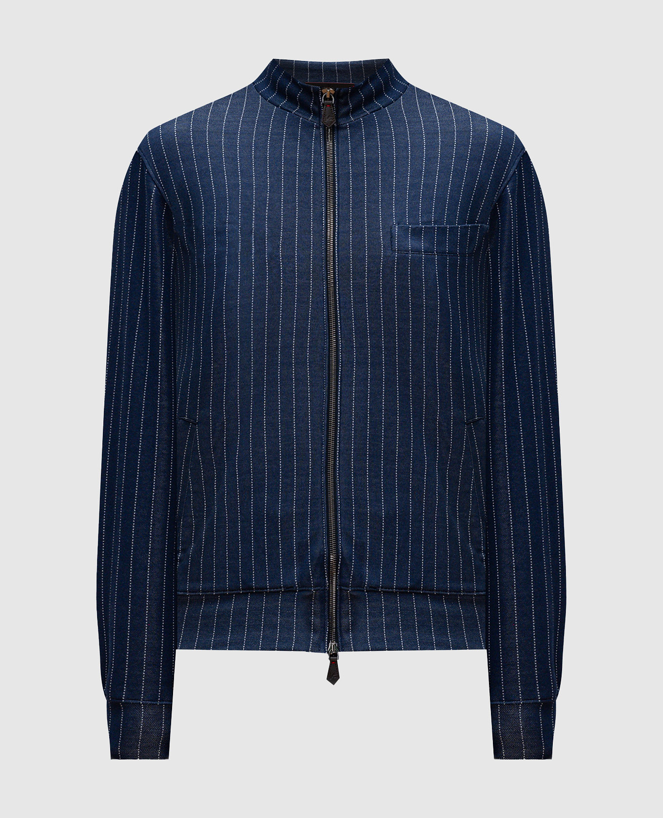 

Blue striped sports jacket with silk ISAIA