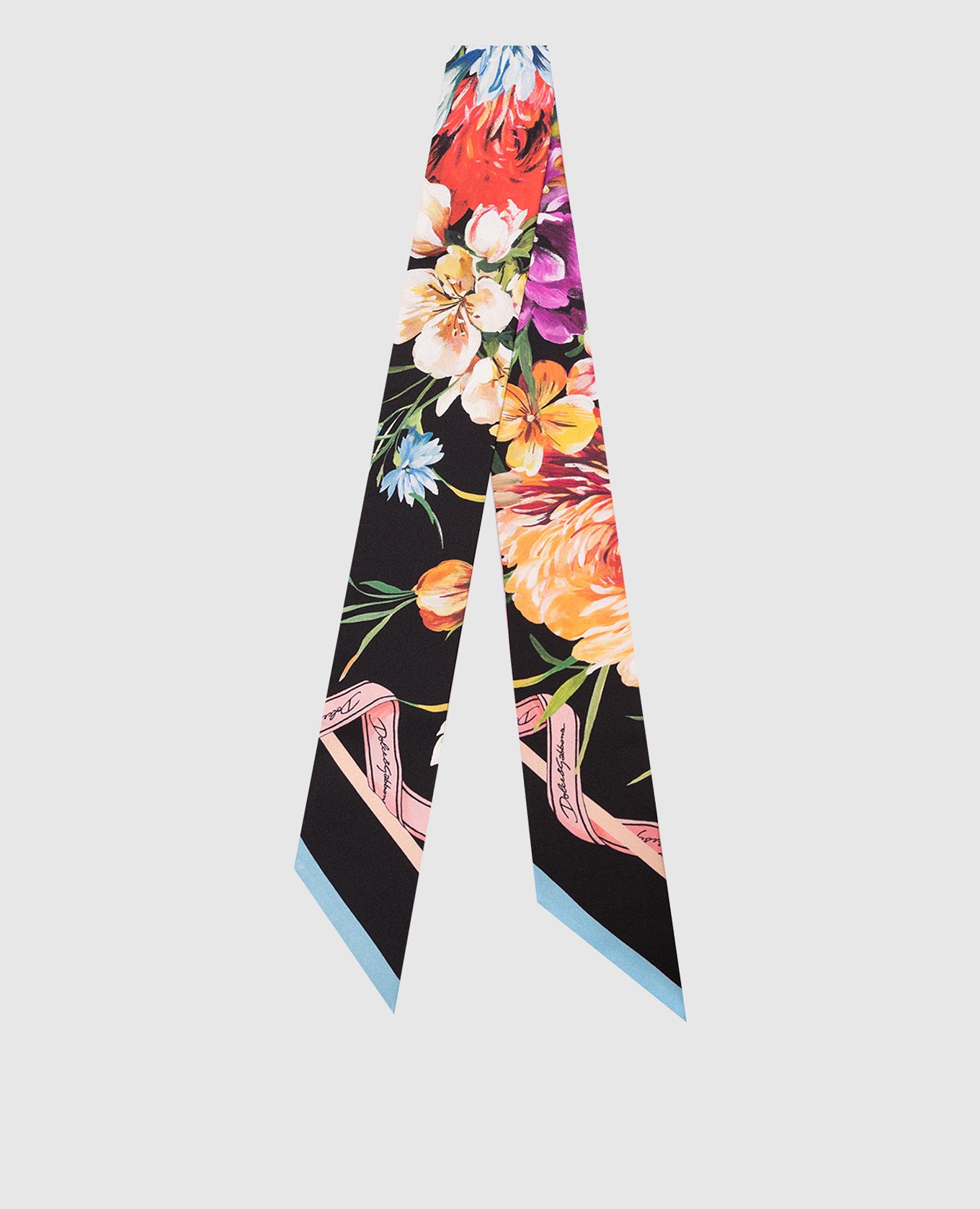 

Black floral print silk twill ribbon Dolce&Gabbana