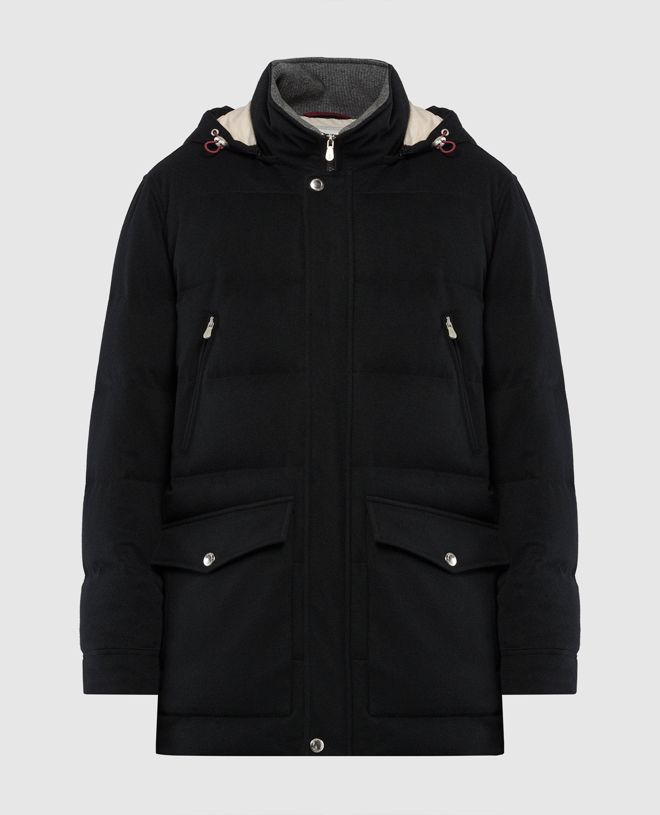 Black quilted down jacket made of wool brunello cucinelli