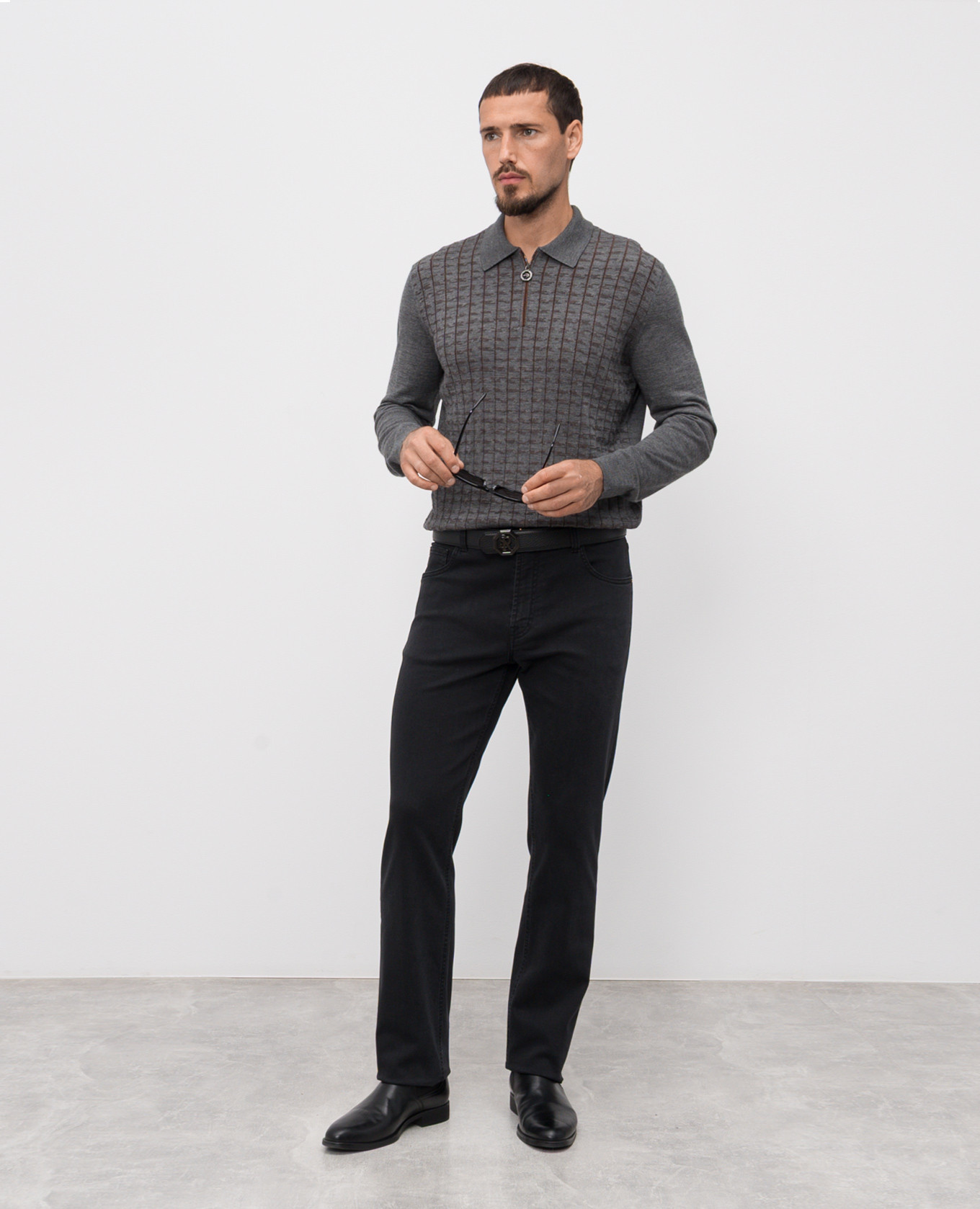 

Gray wool and silk polo shirt Stefano Ricci, Grey