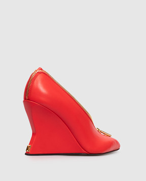 Balmain Red leather wedge shoes with zipper FN0UA175LNAP