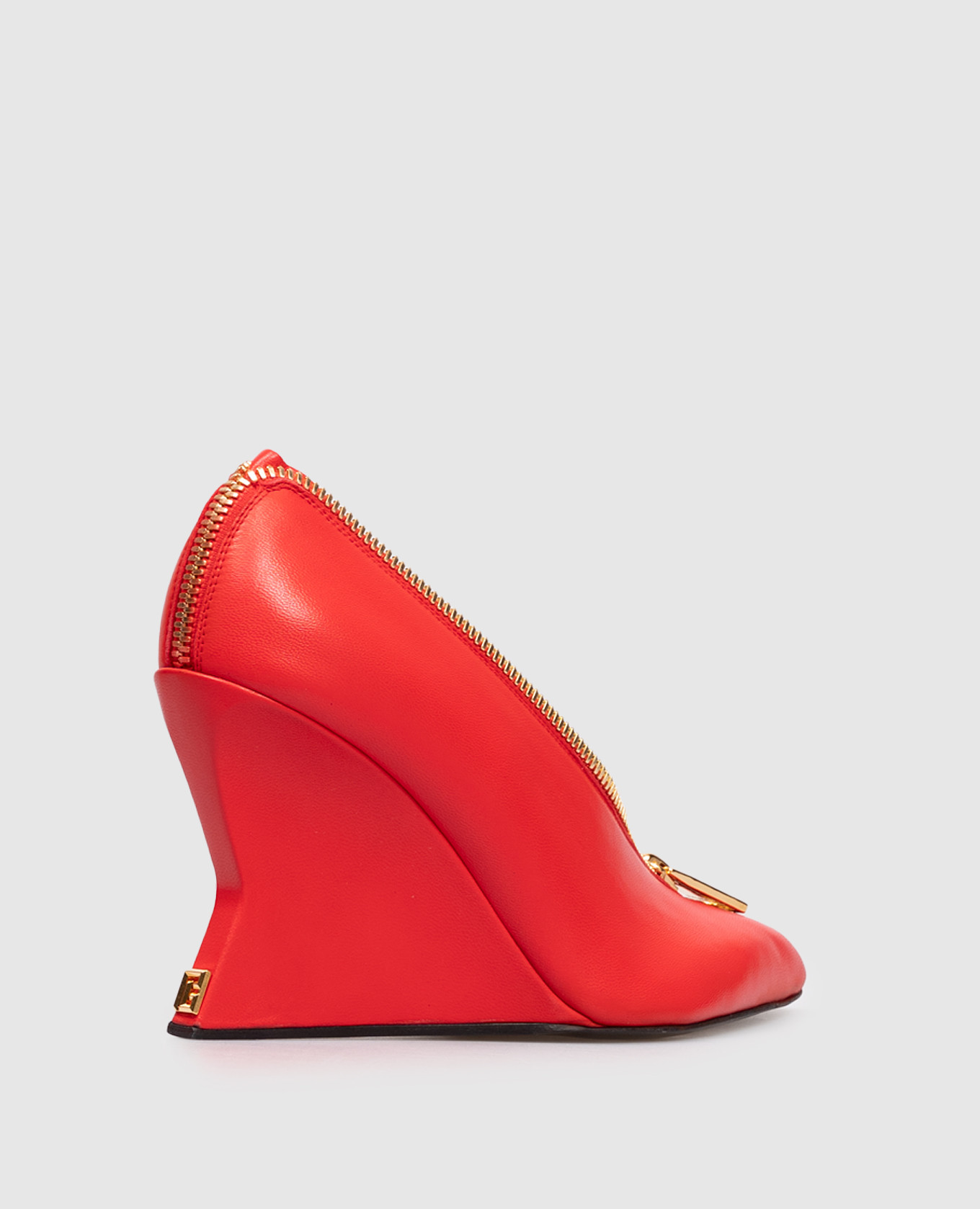 Red leather wedge shoes with zipper Balmain 3