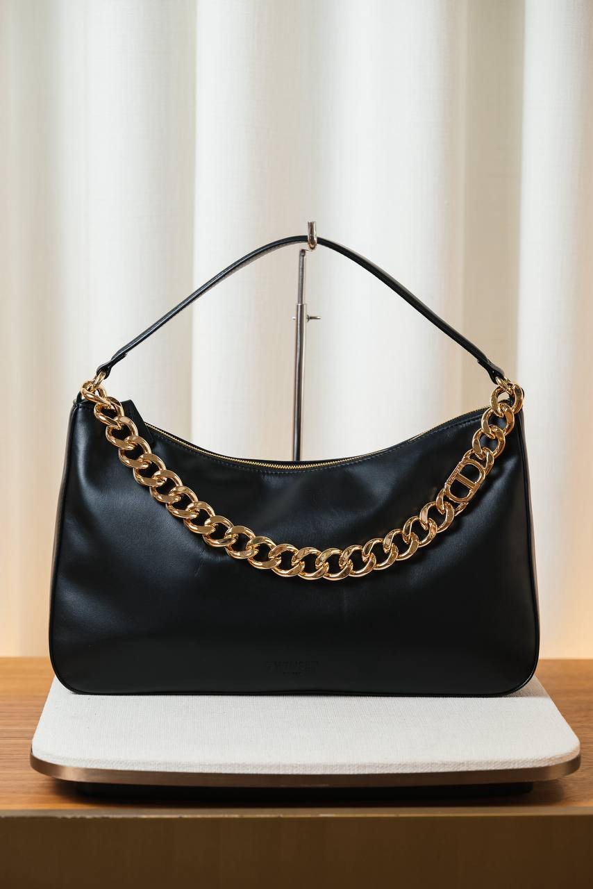 Liliane black leather hobo bag with logo Twinset 5