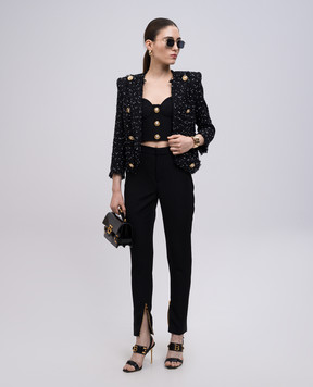 Balmain Black wool bustier top EF0AD405WC09