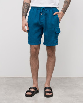 Vilebrequin Blue linen shorts BAIAU101