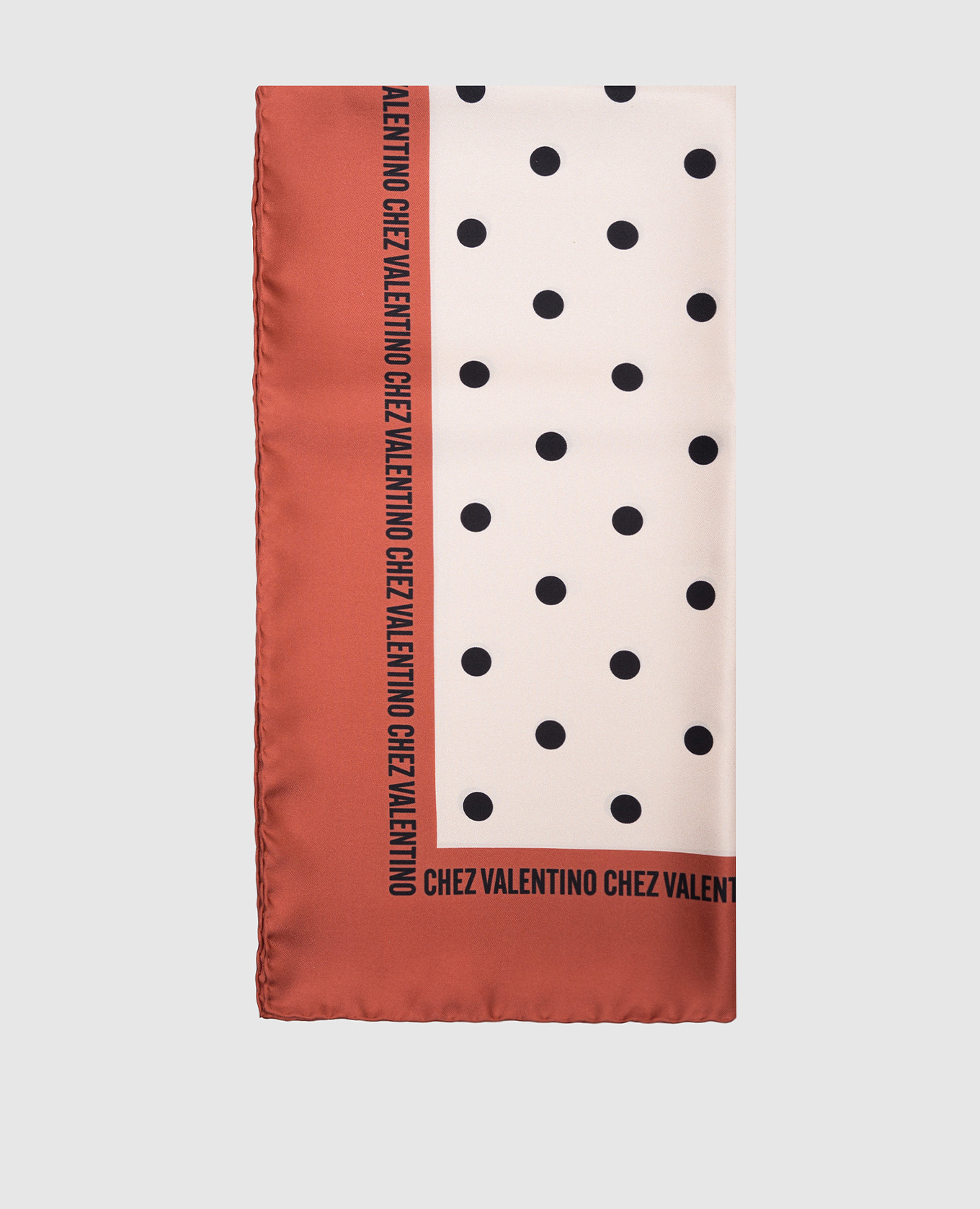 

Beige silk polka dot scarf with logo Valentino