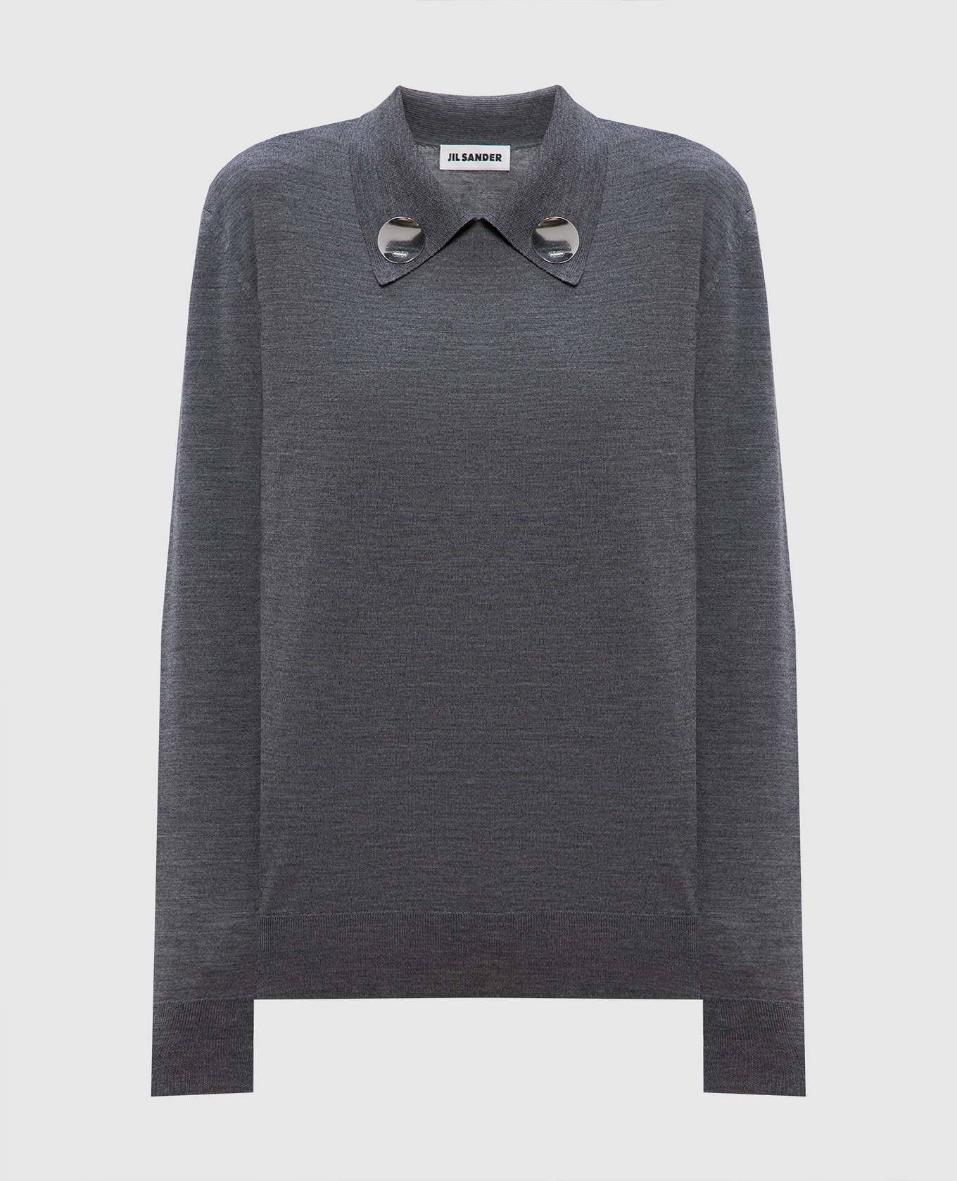 

Gray wool jumper with logo-engraved metal brooches Jil Sander, Grey