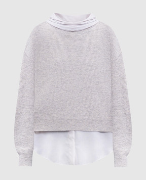 Brunello Cucinelli Beige cashmere sweater with blouse M12213504P