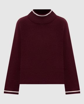 Brunello Cucinelli Burgundy cashmere and silk sweater with monil chain M16222704