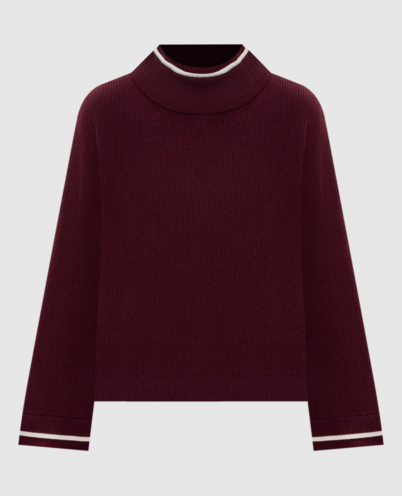 Burgundy cashmere and silk sweater with monil chain Brunello Cucinelli
