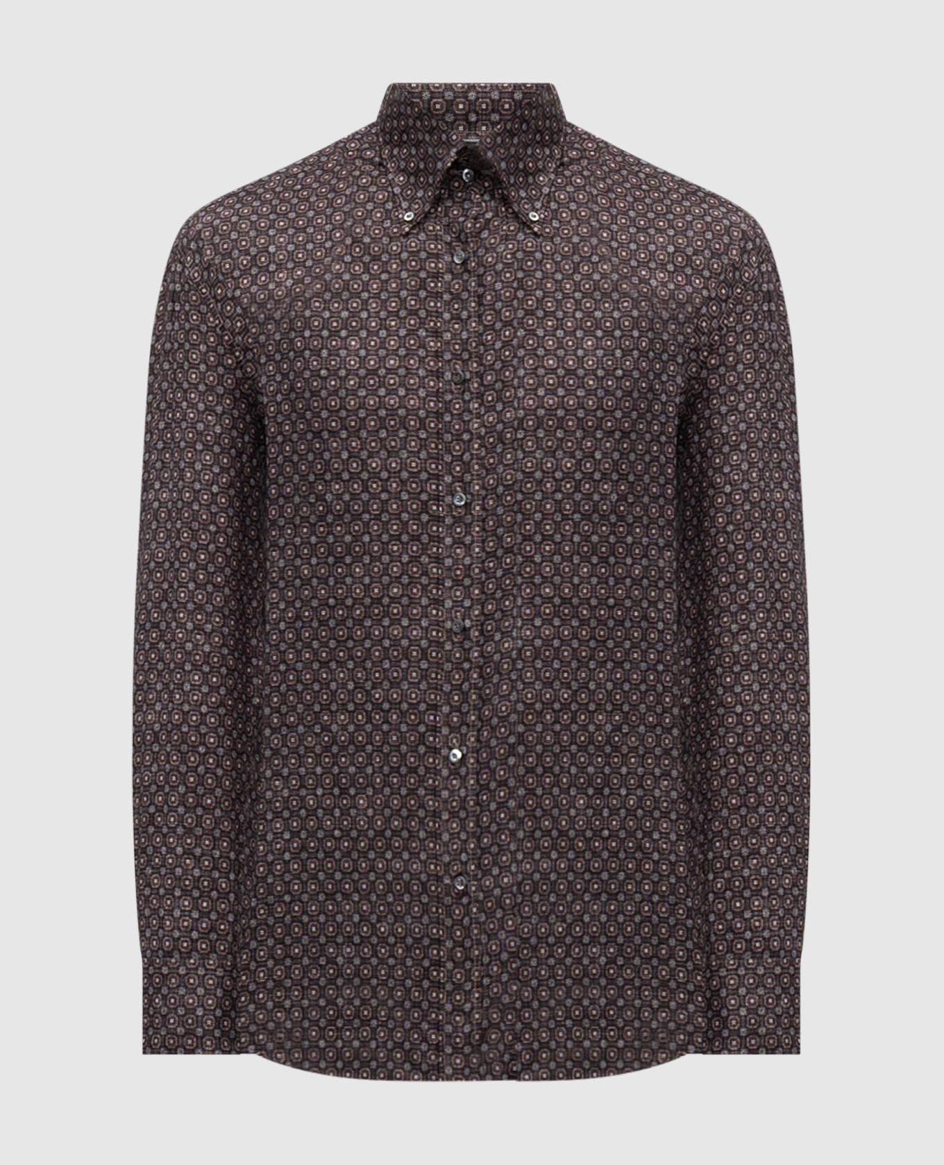 Brown printed shirt Brunello Cucinelli