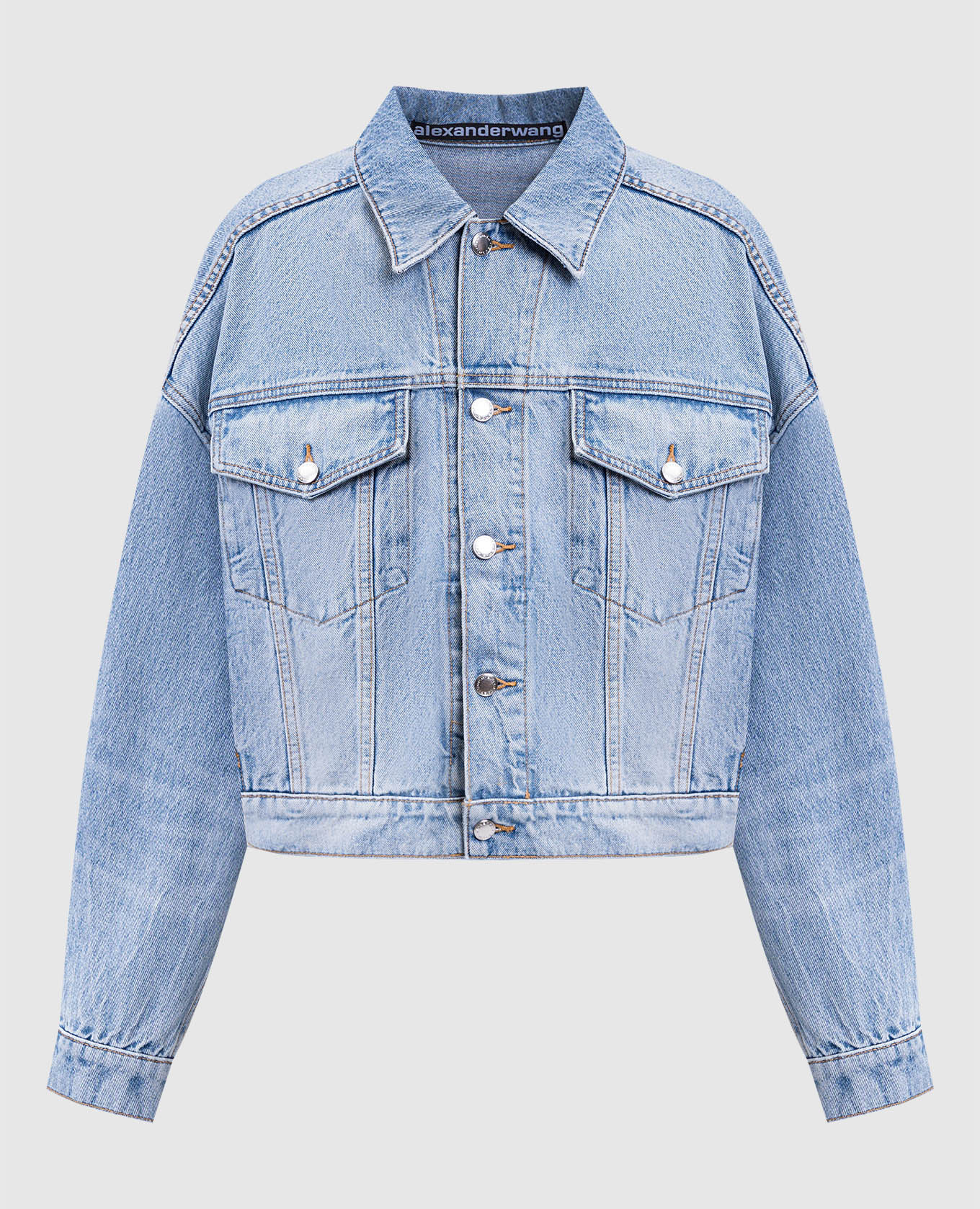 

Blue denim jacket with logo patch Alexander Wang, Light blue