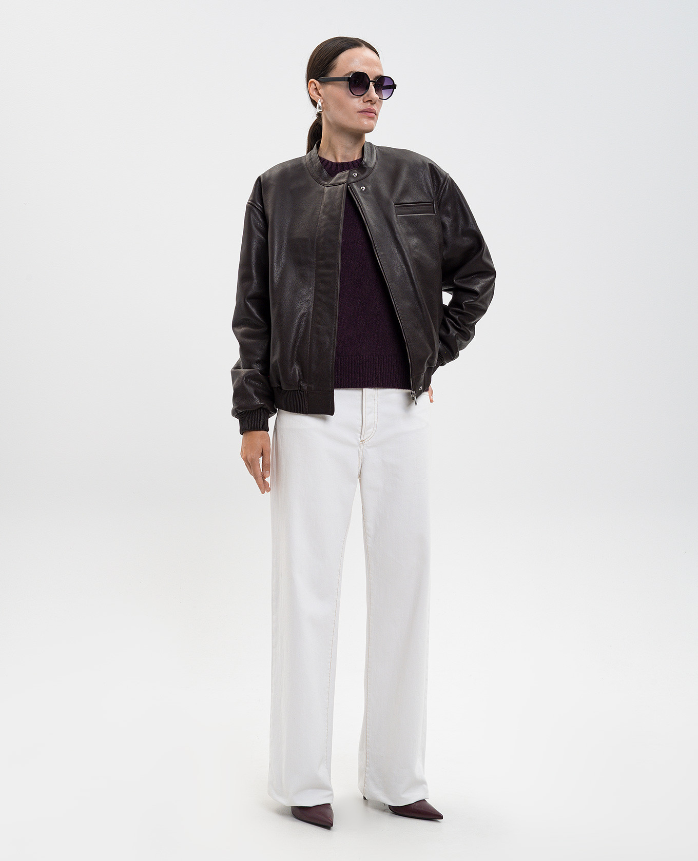 

Brown leather jacket MARLOW Loulou de Saison