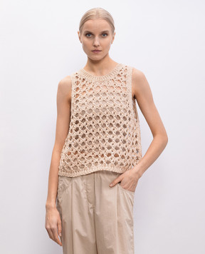 Brunello Cucinelli Beige openwork top M3Y371020st