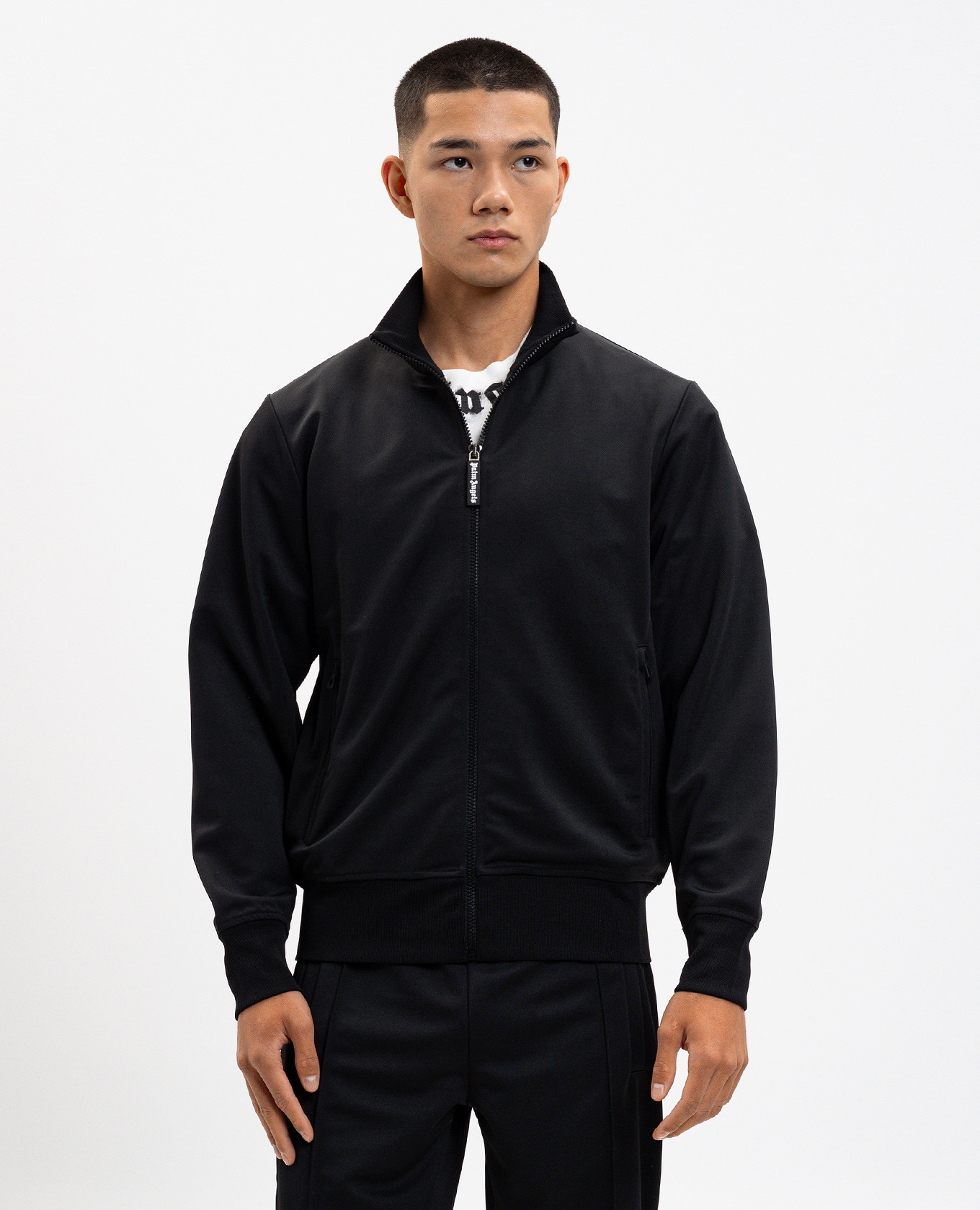 Black sports jacket with logo print Palm Angels 3