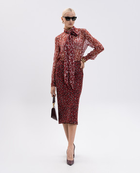 Saint Laurent Burgundy Lavallière silk blouse 842861Y4J35