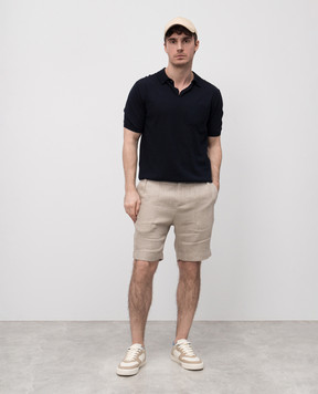Sease Blue polo shirt with woven pattern KP038XG069