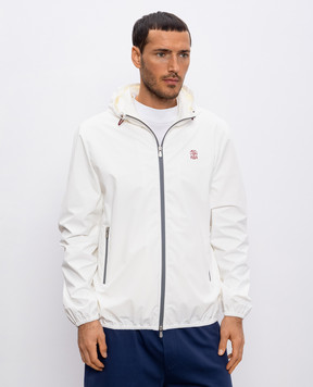 Brunello Cucinelli White windbreaker with logo emblem MM49A7440G