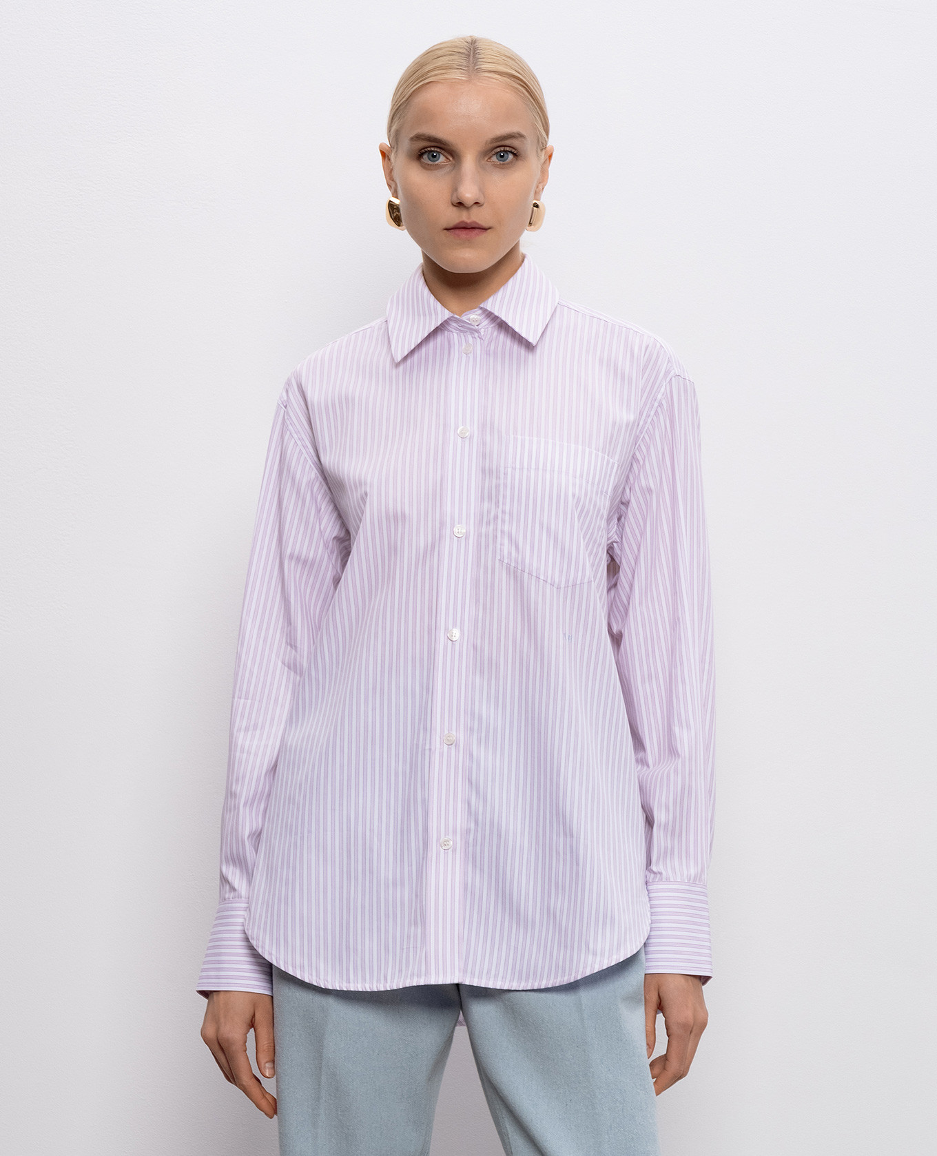 

Striped shirt with embroidered monogram logo Victoria Beckham, Pink