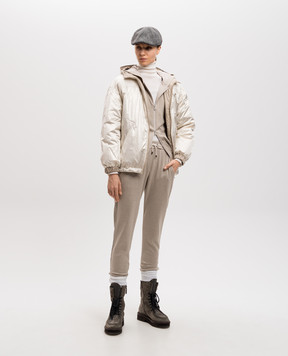 Brunello Cucinelli Beige sports jacket with silk and monil chain MD828SM606