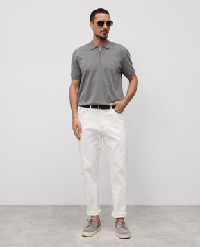 Cashmere&Whiskey Grey melange polo shirt MB004Z